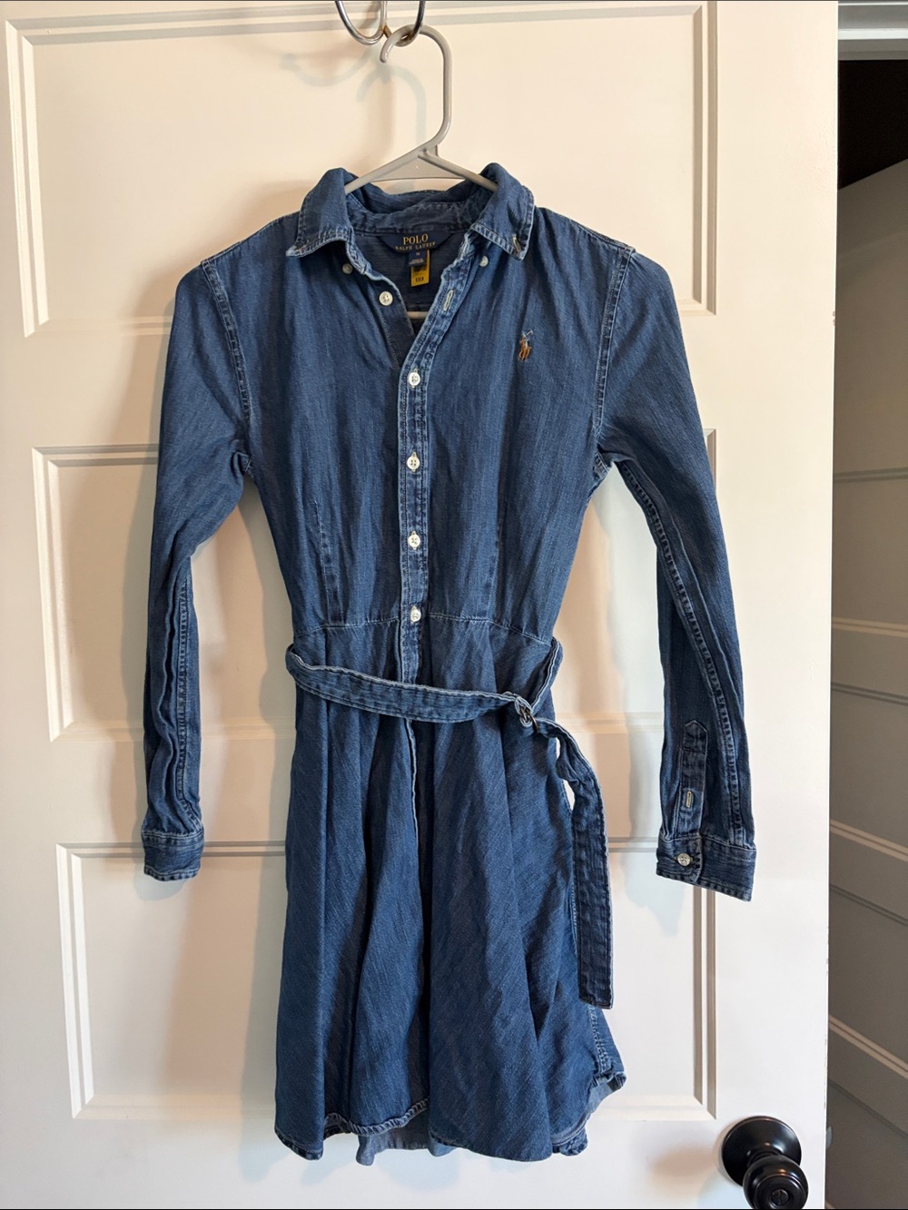 Polo by Ralph Lauren Girls' Indigo Denim Shirt Dress with Tie
